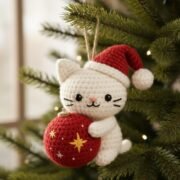 🎄 Christmas Cat and Ball Crochet Pattern